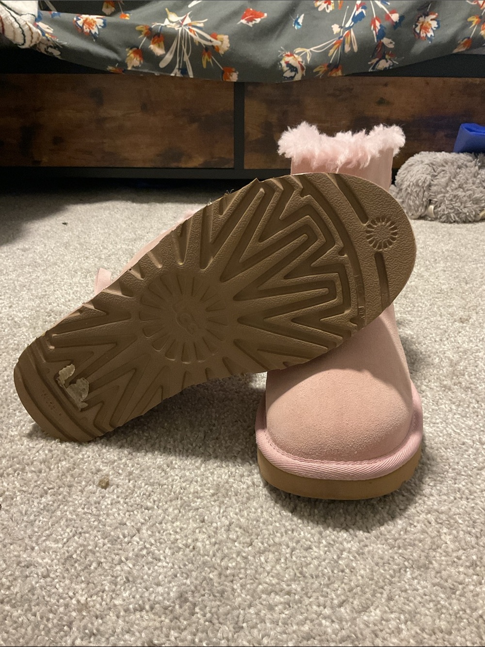 Women’s Pink Cozy Faux-Shearling Ugg Boots - Picture 3 of 3